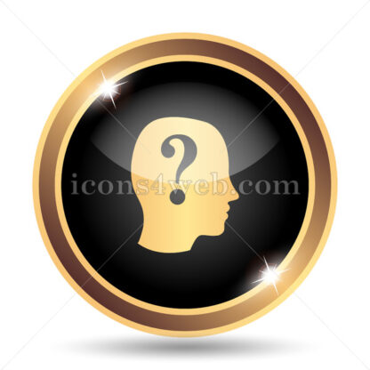 Human head with question mark gold icon. - Website icons