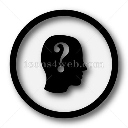 Human head with question mark simple icon. Quiz simple button. - Website icons