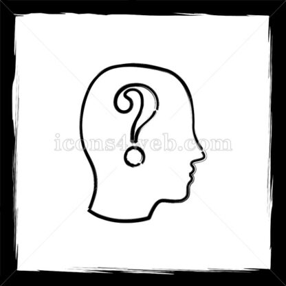 Human head with question mark sketch icon. - Website icons