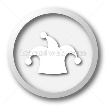 Jester hat white icon. Jester hat white button - Website icons