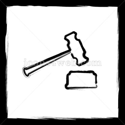 Judge hammer sketch icon. - Website icons