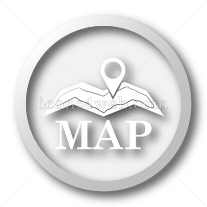 Map white icon. Map white button - Website icons
