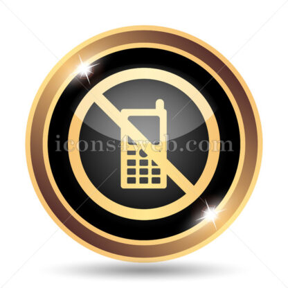 Mobile phone restricted gold icon. - Website icons