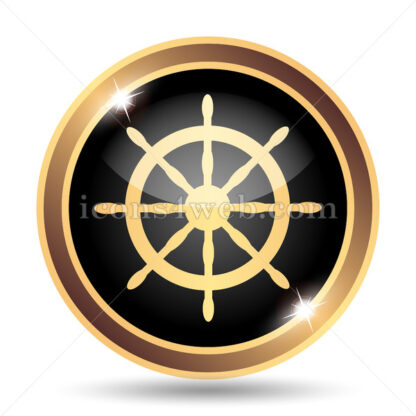 Nautical wheel gold icon. - Website icons