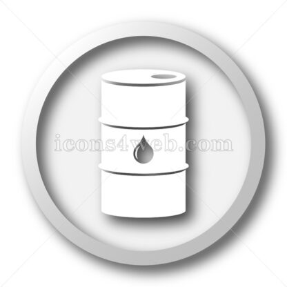 Oil barrel white icon. Oil barrel white button - Website icons