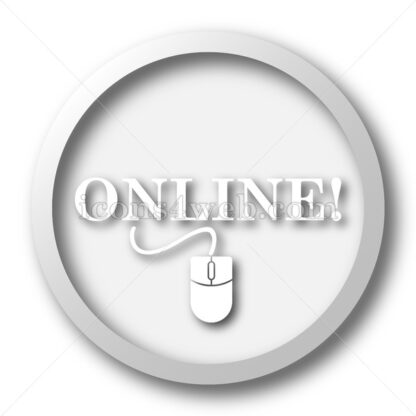 Online with mouse white icon. Online with mouse white button - Website icons