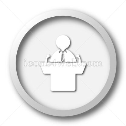 Orator white icon. Orator white button - Website icons