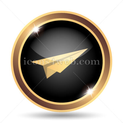 Paper plane gold icon. - Website icons