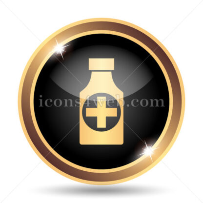Pills bottle gold icon. - Website icons
