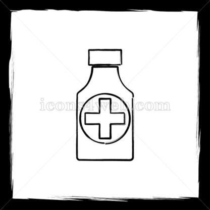 Pills bottle sketch icon. - Website icons