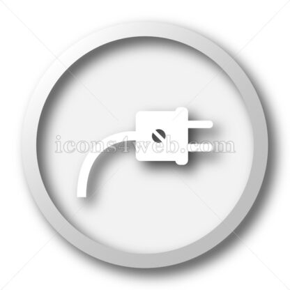 Plug white icon. Plug white button - Website icons