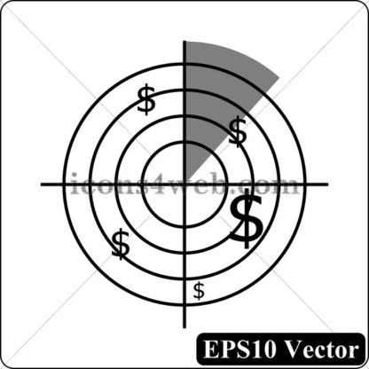 Radar searching money black icon. EPS10 vector. - Website icons