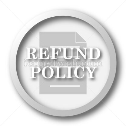 Refund policy white icon. Refund policy white button - Website icons