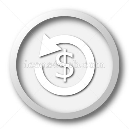 Refund sign white icon. Refund. white button - Website icons