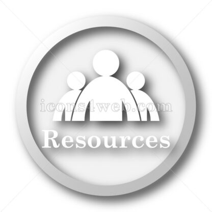 Resources white icon. Resources white button - Website icons