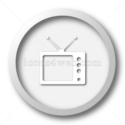Retro tv white icon. Retro tv white button - Website icons