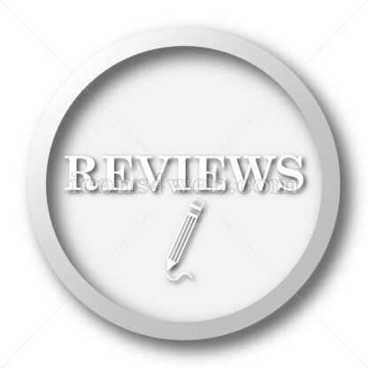 Reviews white icon. Reviews white button - Website icons