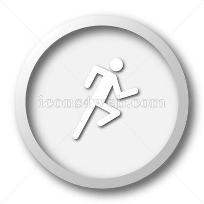 Running man white icon. Running man white button - Website icons