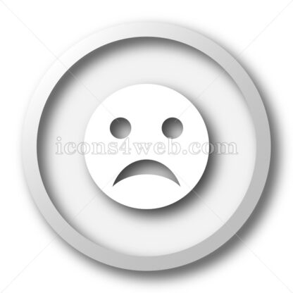 Sad smiley white icon. Sad smiley white button - Website icons