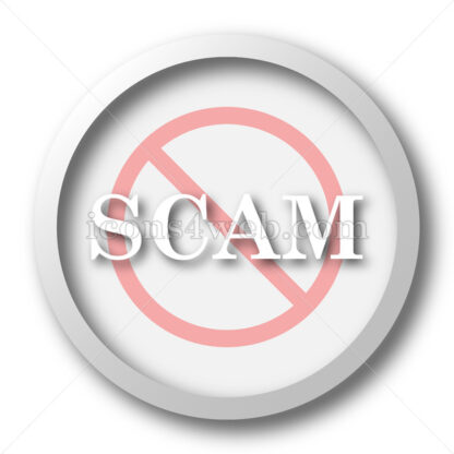 Scam Forbidden white icon. Scam Forbidden white button - Website icons