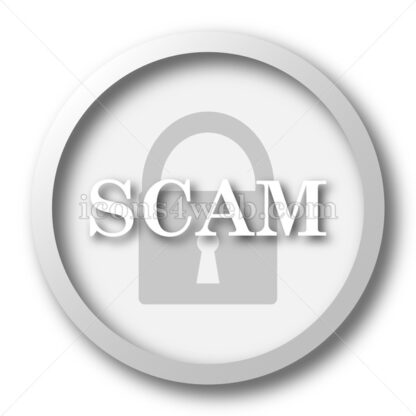 Scam white icon. Scam white button - Website icons