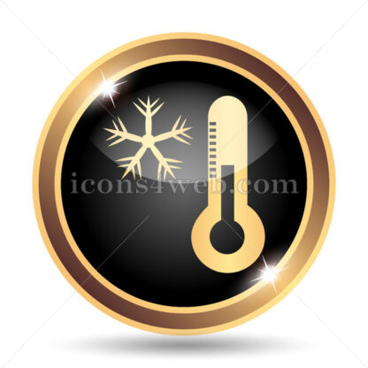 Snowflake with thermometer gold icon. - Website icons