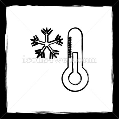Snowflake with thermometer sketch icon. - Website icons