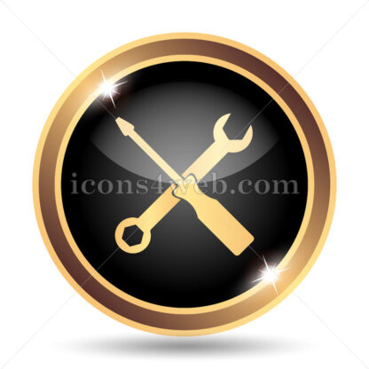 Spanner and screwdriver gold icon. - Website icons
