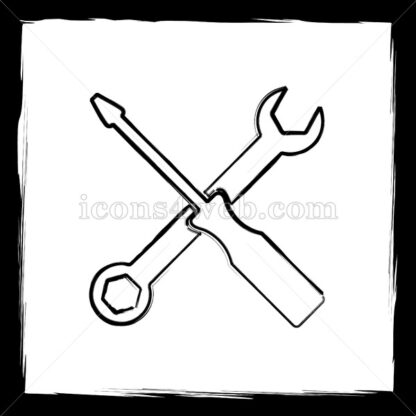 Spanner and screwdriver sketch icon. - Website icons