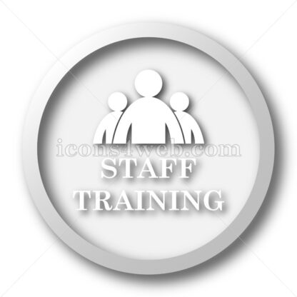 Staff training white icon. Staff training white button - Website icons