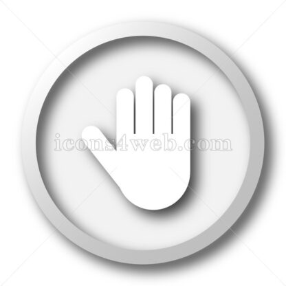 Stop hand white icon. Stop hand white button - Website icons