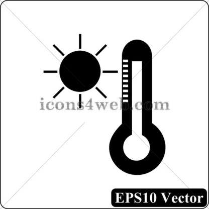 Sun and thermometer black icon. EPS10 vector. - Website icons