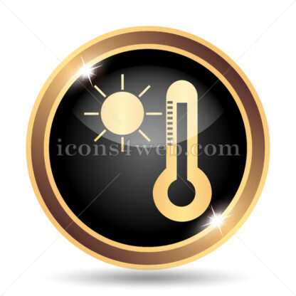 Sun and thermometer gold icon. - Website icons