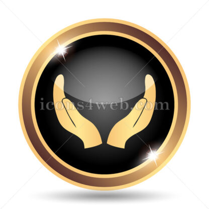 Supporting hands gold icon. - Website icons