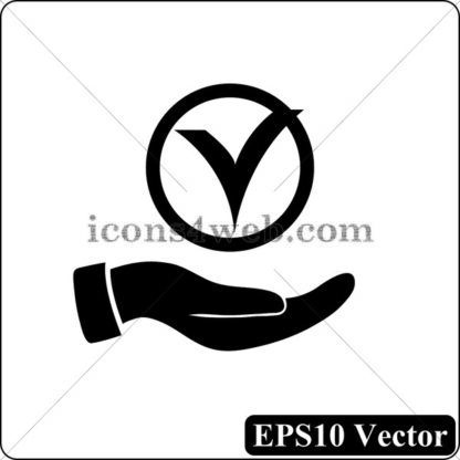 Tick with hand black icon. EPS10 vector. - Website icons