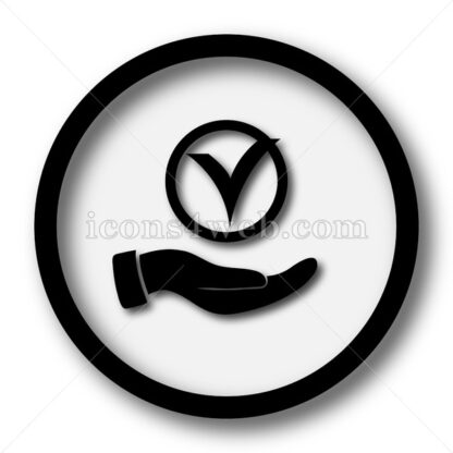 Tick with hand simple icon. Tick with hand simple button. - Website icons