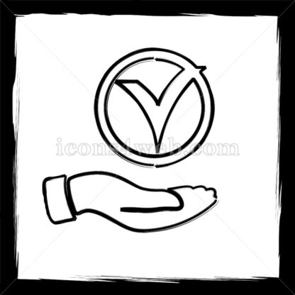 Tick with hand sketch icon. - Website icons