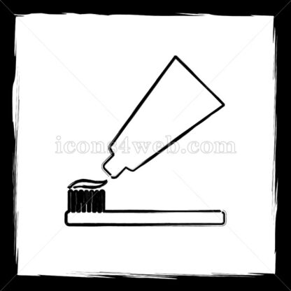 Tooth paste and brush sketch icon. - Website icons