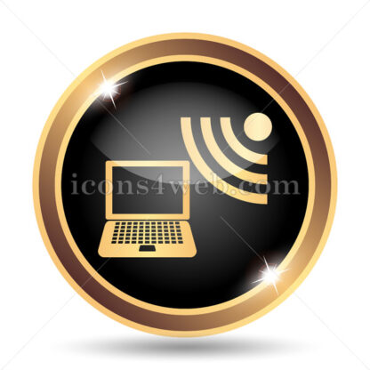 Wireless laptop gold icon. - Website icons
