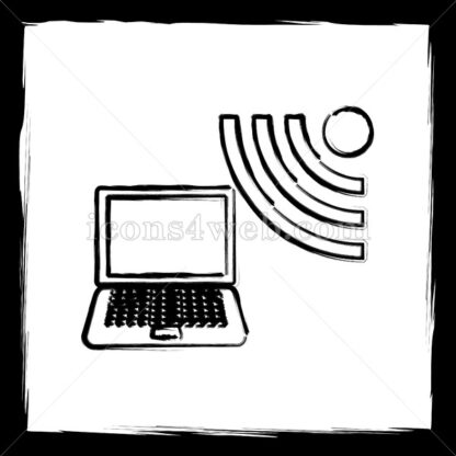 Wireless laptop sketch icon. - Website icons