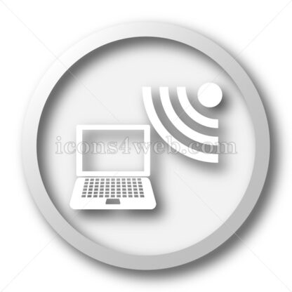Wireless laptop white icon. Wireless laptop white button - Website icons