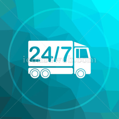 24 7 delivery truck low poly button. - Website icons