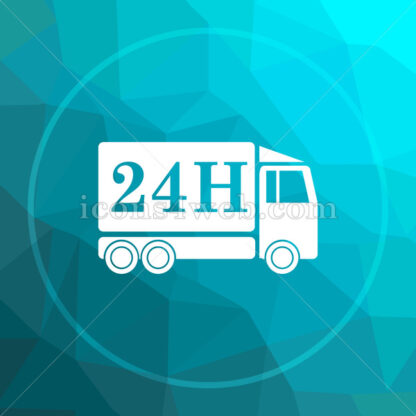 24H delivery truck low poly button. - Website icons