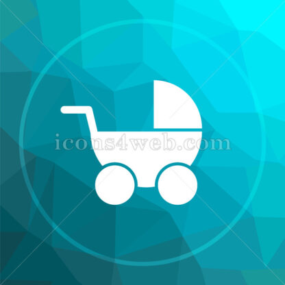 Baby carriage low poly button. - Website icons
