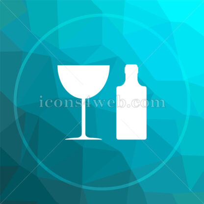 Bottle and glass low poly button. - Website icons