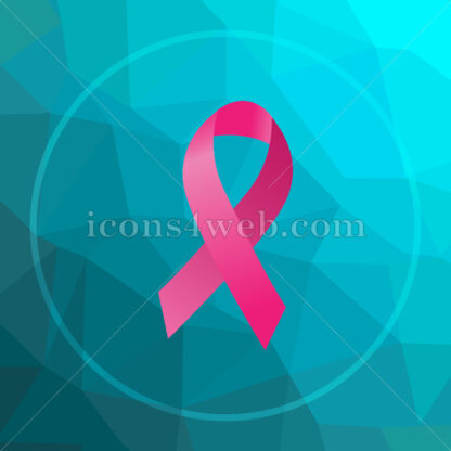 Breast cancer ribbon low poly button. - Website icons