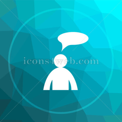 Comments – man with bubble low poly button. - Website icons