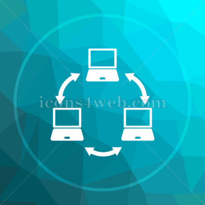 Computer network low poly button. - Website icons