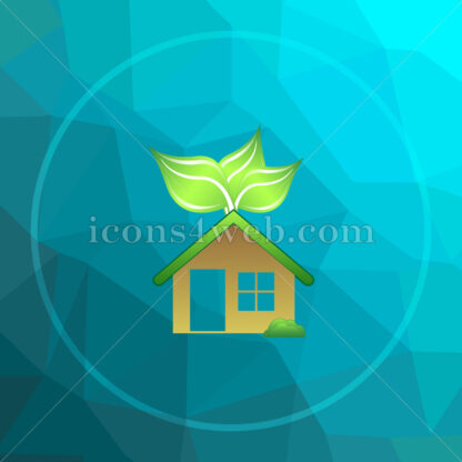 Eco house low poly button. - Website icons