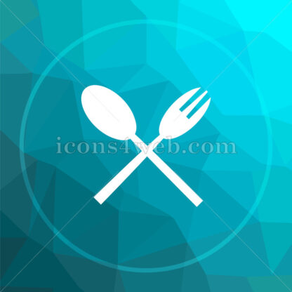 Fork and spoon low poly button. - Website icons